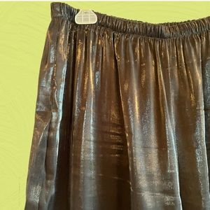 Vintage shiny black high rise wide leg pull on trousers